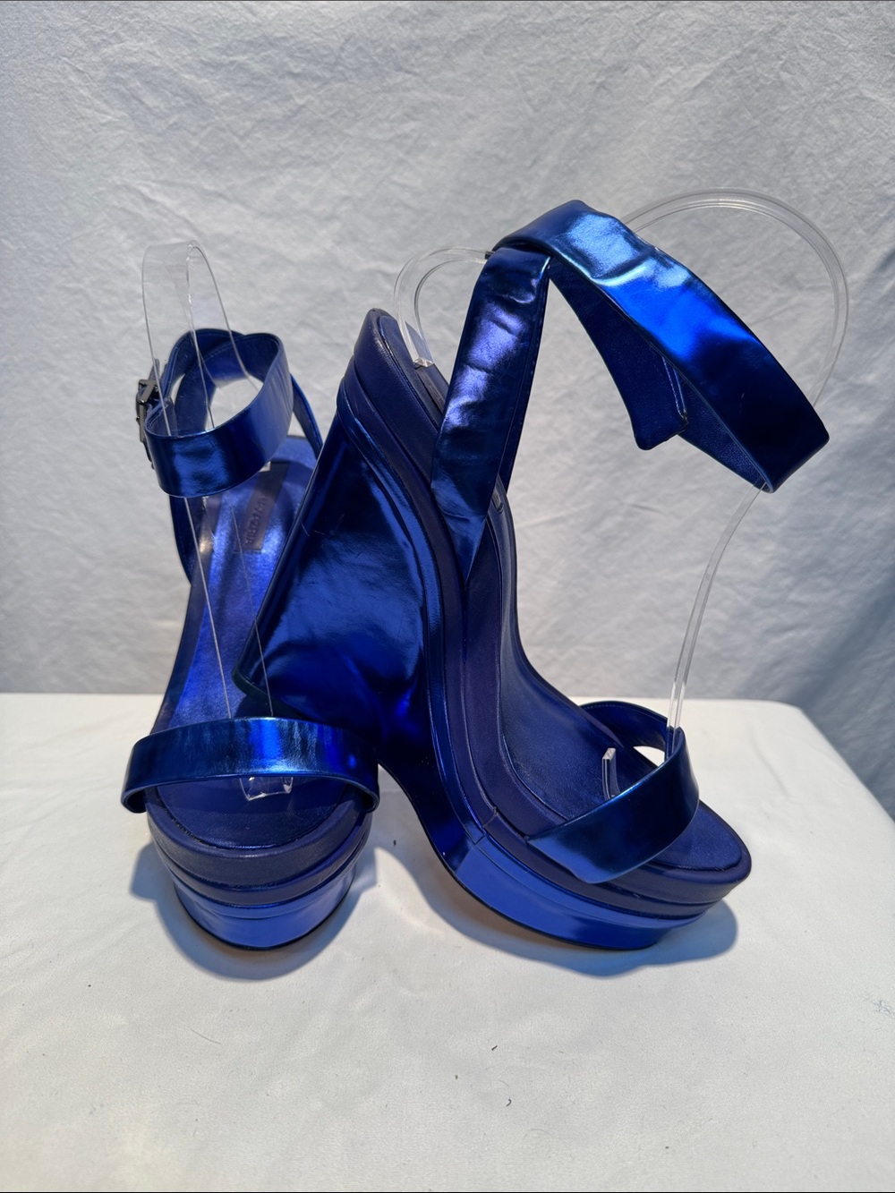 BCBGMaxAzria Metallic Cobalt Blue Platform Sandals